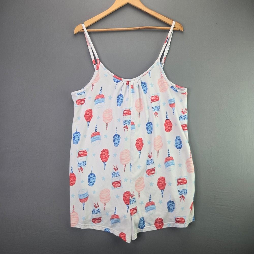 Way To Celebrate Romper Patriotic Cotton Candy L 12-14 White Red Blue July 4th